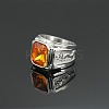 Rectangle 304 Stainless Steel with Cubic Zirconia Finger Rings for Men FS-WG909F6-05-1
