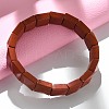 Square Natural Red Jasper Beads Stretch Bracelets for Women Men BJEW-C097-06S-1