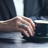 Adjustable Synthetic Turquoise with 925 Sterling Silver Finger Rings RJEW-C155-07-2