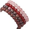 4Pcs Constellation 8mm Round Natural Sesame Jasper & Carnelian & Rhodonite BJEW-JB10636-5