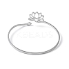 Non-Tarnish Hollow Out Lotus 304 Stainless Steel Open Cuff Bangles for Women BJEW-G701-01P-3