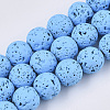 Spray Painted Natural Lava Rock Beads Strands G-N0324-B-04-1