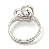 Heart with Letter Rack Plating Brass Micro Pave Cubic Zirconia Adjustable Rings for Women RJEW-I105-06P-Q-3