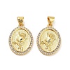 Rack Plating Brass Micro Pave Clear Cubic Zirconia Pendants KK-Z064-15G-1