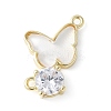 Brass Micro Pave Cubic Zirconia and Glass Connector Charms KK-F892-48G-2