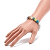 Synthetic Howlite & Weathered Agate(Dyed) Round Beaded Stretch Bracelet BJEW-JB08399-01-3