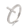 Rack Plating Brass Cubic Zirconia Arabic Letters Adjustable Rings for Women RJEW-S407-10P-08-1