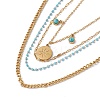 Synthetic Turquoise Sun Pendant Multi Layered Necklace with Plastic Beaded LS-NJEW-P269-18B-G-2