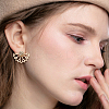FIBLOOM 9 Pairs 9 Style Lotus & Teardrop & Triangle Plastic Imitation Pearl Beaded Stud Earrings EJEW-FI0001-21-4