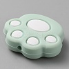Cat Paw Print Food Grade Eco-Friendly Silicone Focal Beads SIL-WH0012-040G-2