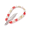 Bohemia Style Glass Seed Beaded Teardrop with Feather Pendants PALLOY-MZ00589-03-4