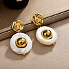 Brass and Shell Stud Dangle Earrings for Women FS-WG0512D-01-1