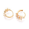Brass Micro Pave Cubic Zirconia Leaf Hoop Earrings EJEW-T048-41B-G-3
