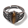 Natural Tiger Eye Horse Eye Adjustable Rings RJEW-K271-05R-13-3