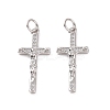 Rack Plating Brass Micro Pave Cubic Zirconia Pendants KK-C008-37P-2