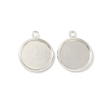 Flat Round Brass Pendant Cabochon Settings KK-K414-14E-S-1