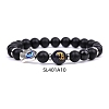 Natural Dyed & Heated Black Agate & Obsidian Stretch Bracelets PW-WG62314-10-1