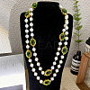 Alloy & Imitation Pearl & Oval Lampwork Beaded Long Necklaces for Women FS-WG23C77-01-1