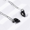 304 Stainless Steel Double-Sided Magnetic Heart Pendant Paperclip Chain Necklaces NJEW-U028-02B-2