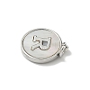 Brass Pave Natural Shell Flat Round with Letter Charms KK-Z115-13P-R-2