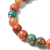 Dyed Synthetic Ocean White Jade & Turquoise Beaded Stretch Bracelets for Men Women BJEW-JB12372-01-4