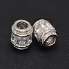 Column Brass Micro Pave Cubic Zirconia European Bead ZIRC-D105-02-NR-1