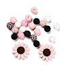 23Pcs Sunflower & Round Silicone Focal Beads SIL-L005-01A-2