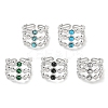 304 Stainless Steel Synthetic Gemstone Cuff Rings G-Z056-05P-1