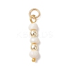 Natural Cultured Freshwater Pearl Potato with Round Electroplate Synthetic Non-magnetic Hematite Pendants PALLOY-JF04853-02-3