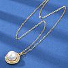 Half Round Brass Micro Pave Cubic Zirconia Pendant Neckalces for Women NJEW-C076-07G-2