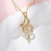 Brass Micro Pave Clear Cubic Zirconia Snake Pendant Necklaces LS-NJEW-S438-02B-G-2
