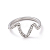 Crystal Rhinestone Wave Finger Ring 304 Stainless Steel Jewelry for Women RJEW-D120-21B-P-2