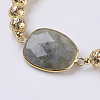 Electroplated Natural Lava Rock and Natural Frosted Amazonite Stretch Bracelets BJEW-P078-01D-2