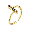 Brass Micro Pave Cubic Zirconia Cuff Rings for Women RJEW-H247-17G-4