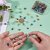 140Pcs 7 Styles Natural Gemstone Chip Charms with Brass Loops PALLOY-FH00120-3