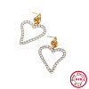 Two Tone Platinum & Golden 925 Sterling Silver Dangle Stud Earrings QO3492-1-2