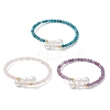 Natural Gemstone Beaded Cuff Bangles BJEW-JB13326-2