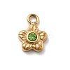 Flower 304 Stainless Steel Rhinestone Charms STAS-L283-29G-2