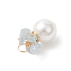 Natural Aquamarine Chip with Copper Wire Wrapped Shell Pearl Pendants PALLOY-JF04951-02-4