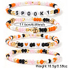 4Pcs 4 Styles Halloween Acrylic & Glass & Brass Stretch Bracelets for Women DL8423-1-2