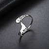 304 Stainless Steel Rhinestone Cuff Open Rings WG3F277-01-1