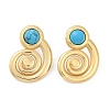 Spiral 304 Stainless Steel Synthetic Turquoise Stud Earrings for Women EJEW-U046-13G-4
