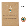 Moon & Star Alloy Rhinestone Birth Stone Pendant Necklaces WG0039E-03-1