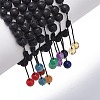 7Pcs 7 Style Natural Lava Rock & Wood  Beads & Mixed Gemstone Braided Bead Bracelets Set BJEW-JB08836-6