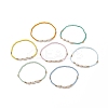 7Pcs 7 Color Natural Shell & Seed & Brass Beaded Stretch Bracelets Set for Women BJEW-JB09170-1