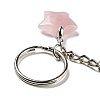 Reiki Natural Rose Quartz Moon & Star Pendant Keychains KEYC-P015-02P-04-3