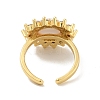 Cubic Zirconia Sun with Evil Eye Open Cuff Ring with Acrylic RJEW-B042-06G-02-3