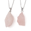Natural Rose Quartz Nugget Pendant Necklaces NJEW-JN04507-02-1