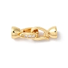 Brass Micro Pave Clear Cubic Zirconia Fold Over Clasps KK-H483-08G-2