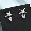 925 Sterling Silver Stud Earrings EJEW-D317-02P-1